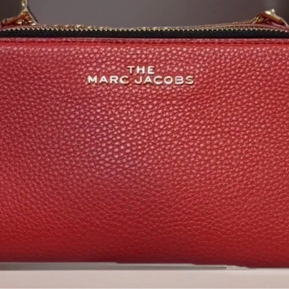 Marc Jacobs The Leather Crossbody Bag Deep Red With Gold Chain Strap - Picture 3 of 13